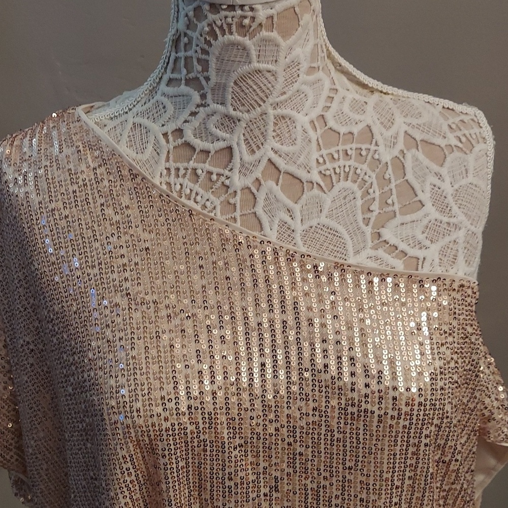 TORRID Gold Sequin Off-the-Shoulder Short Sleeve Top NEW 12 - Picture 4 of 13